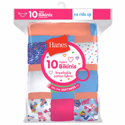Hanes Girls' Underwear Pack  100% Cotton Bikini Panties for Girls  Multipack (Colors/Patterns May Vary)