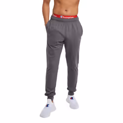 Champion Mens Joggers  Everyday Cotton  Lightweight Lounge Knit For Men  31 Sweatpants  Granite Heather C Patch Logo  Small U ...