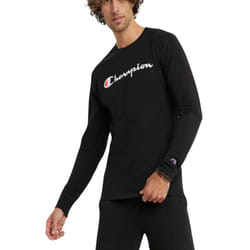 Champion  Classic Long Sleeve  Comfortable  Soft T-Shirt for Men (Reg. or Big & Tall)  Black Script  Small