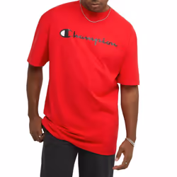Champion mens Classic T-shirt  Screen Print Script T Shirt  Scarlet-y06794  X-Large US