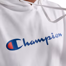 Champion mens Powerblend Fleece Comfortable Hoodie Sweatshirt  White Script  Large