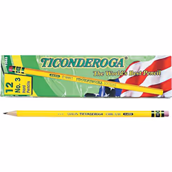 Ticonderoga 13883 Woodcase Pencil  HB #3  Yellow  Dozen