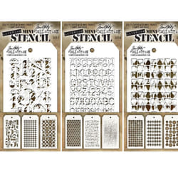 Tim Holtz - Nine Mini Layering Stencils - Numeric  Houndstooth  Rings