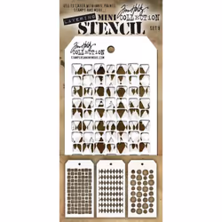 Tim Holtz - Nine Mini Layering Stencils - Numeric  Houndstooth  Rings