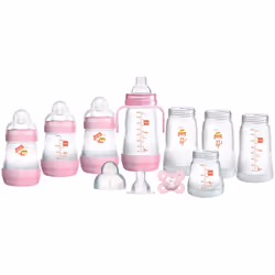 MAM Easy Start Self Sterilising Anti Colic Starter Set, Newborn Bottle Set and Soother, Newborn Essentials, Pink (Designs May ...