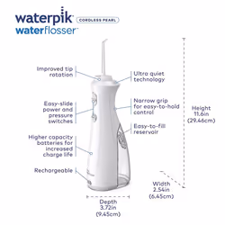 Waterpik Cordless Pearl Water Flosser, Electric Dental Flosser, Rechargeable Dental Plaque Removal Tool to Clean Between Teeth