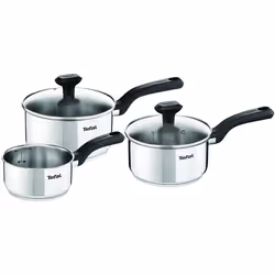 Tefal C973S344 Comfort Max Stainless Steel Saucepan Set, 3 Pieces - Silver