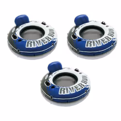 Intex River Run Connect 18 Gauge Vinyl Lounge Inflatable Floating Water Pool Tubes with 2 Cup Holders and Handles for Adults ...