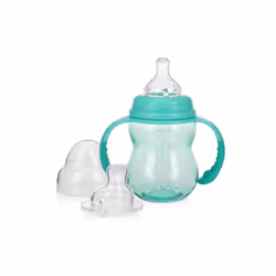 DDI 2346677 Nuby? Wide Neck Non-Drip Bottle w/Handles - 8 oz  Aqua  Stage 3 Case of 24