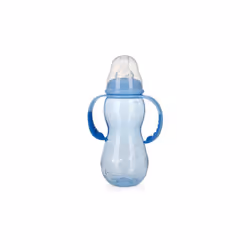 Nuby 2346681 10 oz Handles with 3 Stage Standard Neck Non-drip Bottle, Blue - Case of 24