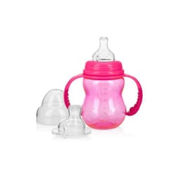 Nuby 2346689 8 oz Handles with 3 Stage Wide Neck Non-drip Bottle, Aqua - Case of 24