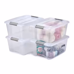 15L Storage Box with Lid - 4 pack Durable Plastic Make for all purpose