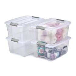 15L Storage Box with Lid - 4 pack Durable Plastic Make for all purpose
