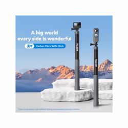 TELESIN 3M Carbon Fiber Selfie Stick Monopod  With 1/4 Screw For Action Camera