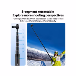 TELESIN 3M Carbon Fiber Selfie Stick Monopod  With 1/4 Screw For Action Camera
