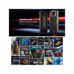 Ulefone Armor 22, 8GB+256GB, IP68/IP69K Rugged Phone, 6.58 inch Android 13 MediaTek Helio G96 Octa Core, Network: 4G, NFC, OTG(All Black)