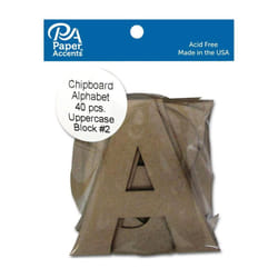 Chipboard Alphabet 4"" Block#2 Upper 40pc Natural