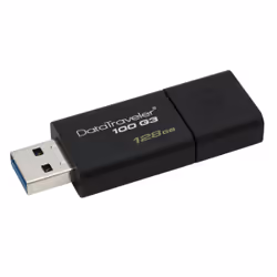 Kingston Technology DataTraveler 100 G3, 128 GB, USB Type-A, 3.2 Gen 1 (3.1 Gen 1), 100 MB/s, Slide, Black