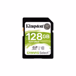 Kingston Technology Canvas Select, 128 GB, SDXC, Class 10, UHS-I, 80 MB/s, 10 MB/s