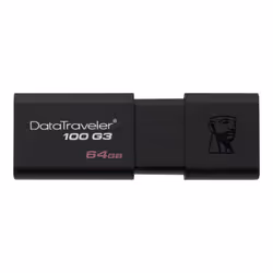 Kingston Technology DataTraveler 100 G3, 64 GB, USB Type-A, 3.2 Gen 1 (3.1 Gen 1), 100 MB/s, Slide, Black