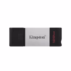 Kingston Technology DataTraveler 80, 128 GB, USB Type-C, 3.2 Gen 1 (3.1 Gen 1), 200 MB/s, Cap, Black, Silver
