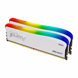 Kingston Technology FURY Beast 32GB 3600MT/s DDR4 CL18 DIMM (Kit of 2) White RGB SE, 32 GB, 2 x 16 GB, DDR4, 288-pin DIMM