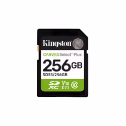 Kingston Technology 256GB SDXC Canvas Select Plus Gen3 150MB/s C10 UHS-I U1 V10, 256 GB, SD, Class 10, UHS-I, 150 MB/s, Class ...
