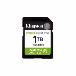Kingston Technology 1TB SDXC Canvas Select Plus Gen3 150MB/s C10 UHS-I U3 V30, 1 TB, SD, Class 10, UHS-I, 150 MB/s, Class 3 ( ...