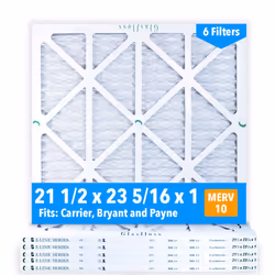 Glasfloss 21-1/2 x 23-5/16 x 1 Air Filters Case of 6 MERV 10 Pleated Made in USA