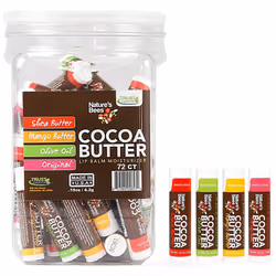 Nature's Bees - Cocoa Butter Lip Balm Moisturizer - Original 72 Pack 4 Flavors - Original Shea Butter Mango Butter Olive ...
