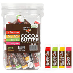 Nature's Bees - Cocoa Butter Lip Balm Moisturizer - Original 72 Pack  4 Flavors - Original  Shea Butter  Mango Butter  Olive Oil - Made w/Coconut Oil