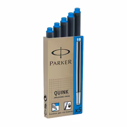 Parker Quink Washable Ink Cartridges Blue Ink 2 X 5/Pack