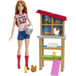 Barbie Chicken Farmer Doll & Playset  Henhouse with Chickens & Accesso