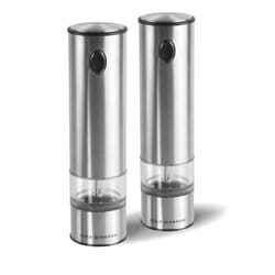 Battersea Electric Salt and Pepper Mills, Adjustable Ceramic Grind Mechanism Stainless Steel/Acrylic, 210 mm, Gift Set, Includes 2 x Electric Salt and