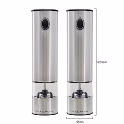 Battersea Electric Salt and Pepper Mills, Adjustable Ceramic Grind Mechanism Stainless Steel/Acrylic, 210 mm, Gift Set, Includes 2 x Electric Salt and