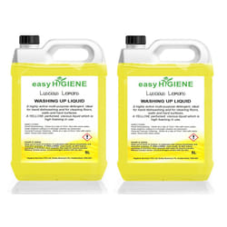 Luscious Lemon 10L WASHING UP LIQUID 2x 5 Litre five Perfumed Yellow