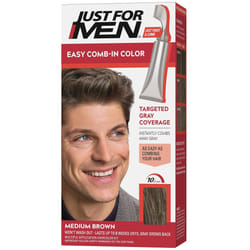 Just For Men Easy CombIn Color Mens Hair Dye Easy No Mix Application with Comb Applicator  Medium Brown A35 Pack of 1