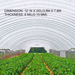 VEVOR 16 x 25 ft Greenhouse Plastic Sheeting  6 Mil Thickness UV Resistant Clear Polyethylene Film  Hoop Green House Cover for Farms  Agriculture  Gar