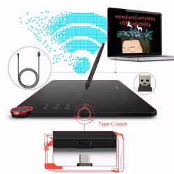 XP-PEN DECO03 Digital Drawing Tablet with 8192 Levels of Pressure Stylus, customizable Rotary Ring Shortcuts