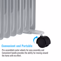 PureMate 2500W Oil Filled Radiator - 11 Fin - Portable Electric Heater