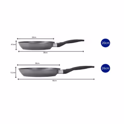 Non Stick Frying Pan Induction Marble Effect - 20cm - Grey Base