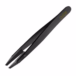 Rubis Classic Techno Stainless Steel Tweezers for Precise Eyebrows and Hair Removal Slanted Polymer Tips 1KS104 Black Rubis ...