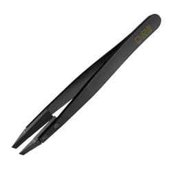 Rubis Classic Techno Stainless Steel Tweezers for Precise Eyebrows and Hair Removal Slanted Polymer Tips  1KS104  Black Rubis Switzerland Swiss Made W