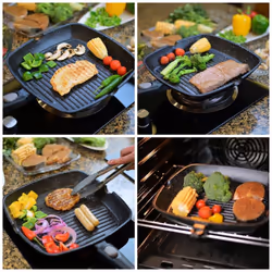 Chef Wonderful Non-Stick Griddle Pan for All Hobs with Glove & Cloth. Aluminium Steak Pan (28cm) Marble Coating & Detachable Handle. Griddle Pan for