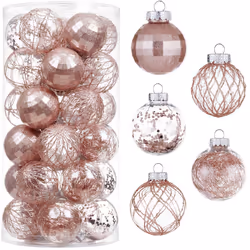 30ct Christmas Ball Ornaments-60mm/2.36" Shatterproof Clear Plastic Xmas Balls Baubles Set with Stuffed Delicate Sparkling, H ...