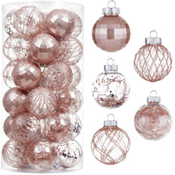 30ct Christmas Ball Ornaments-60mm/2.36" Shatterproof Clear Plastic Xmas Balls Baubles Set with Stuffed Delicate Sparkling, Hanging Christmas Tree Dec