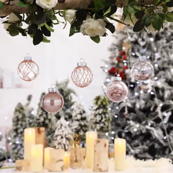 30ct Christmas Ball Ornaments-60mm/2.36" Shatterproof Clear Plastic Xmas Balls Baubles Set with Stuffed Delicate Sparkling, Hanging Christmas Tree Dec