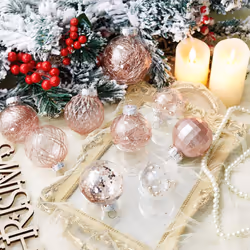 30ct Christmas Ball Ornaments-60mm/2.36" Shatterproof Clear Plastic Xmas Balls Baubles Set with Stuffed Delicate Sparkling, Hanging Christmas Tree Dec