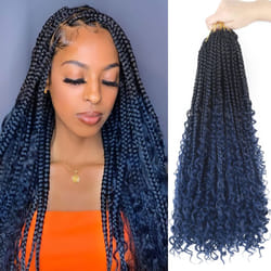 Goddess Box Braids Crochet Hair With Curly Ends 18 Inch Bohomian Box Braids Crochet Braids 8 Packs 3X Crochet Braids Synthetic Braiding Hair Extension