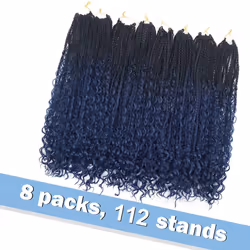 Goddess Box Braids Crochet Hair With Curly Ends 18 Inch Bohomian Box Braids Crochet Braids 8 Packs 3X Crochet Braids Synthetic Braiding Hair Extension
